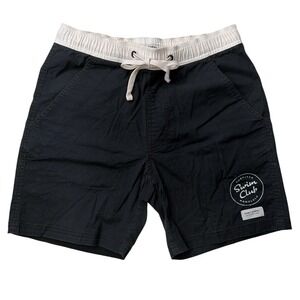 Banks Journal Surfjack Swim Club Honolulu Shorts Black White Mens 28 Drawstring